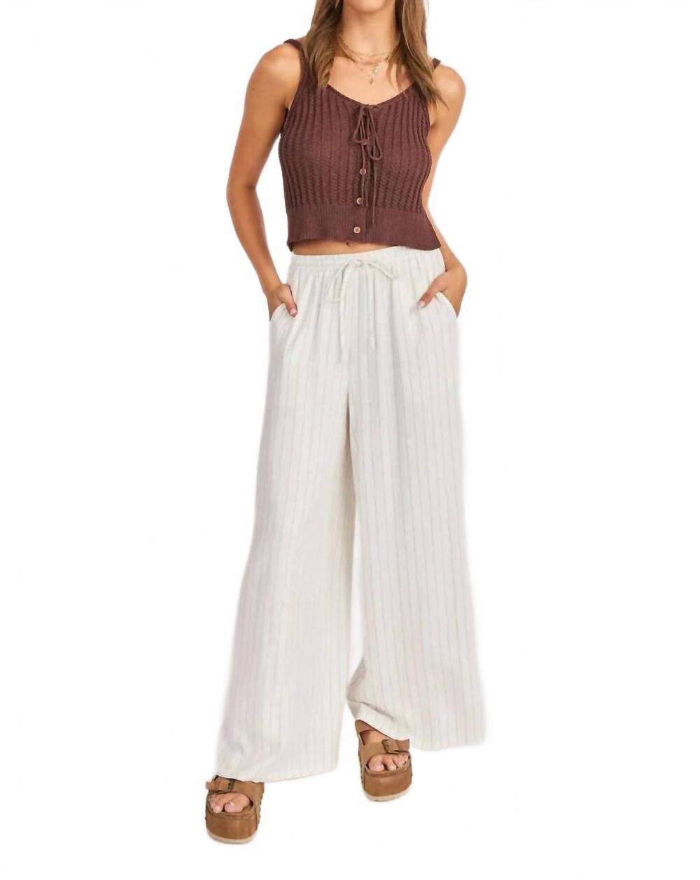 NEW SADIE & SAGE sugarloaf stripe pants in cream multi